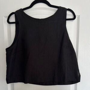 notPERFECTLINEN Black Linen Bay Tank Top